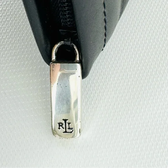 Lauren Ralph Lauren small soft black leather zip cosmetics pouch NWT - vintage - Picture 5 of 11